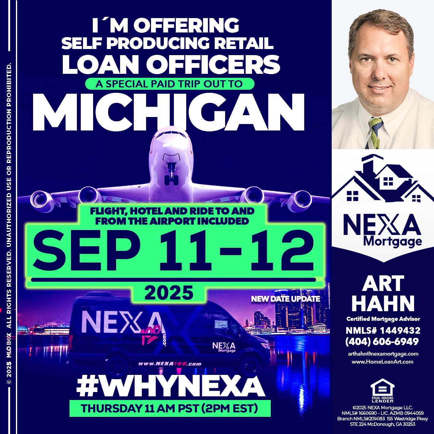 michigan sep 11-12 - Arthur Hahn -Mortgage Loan Originator