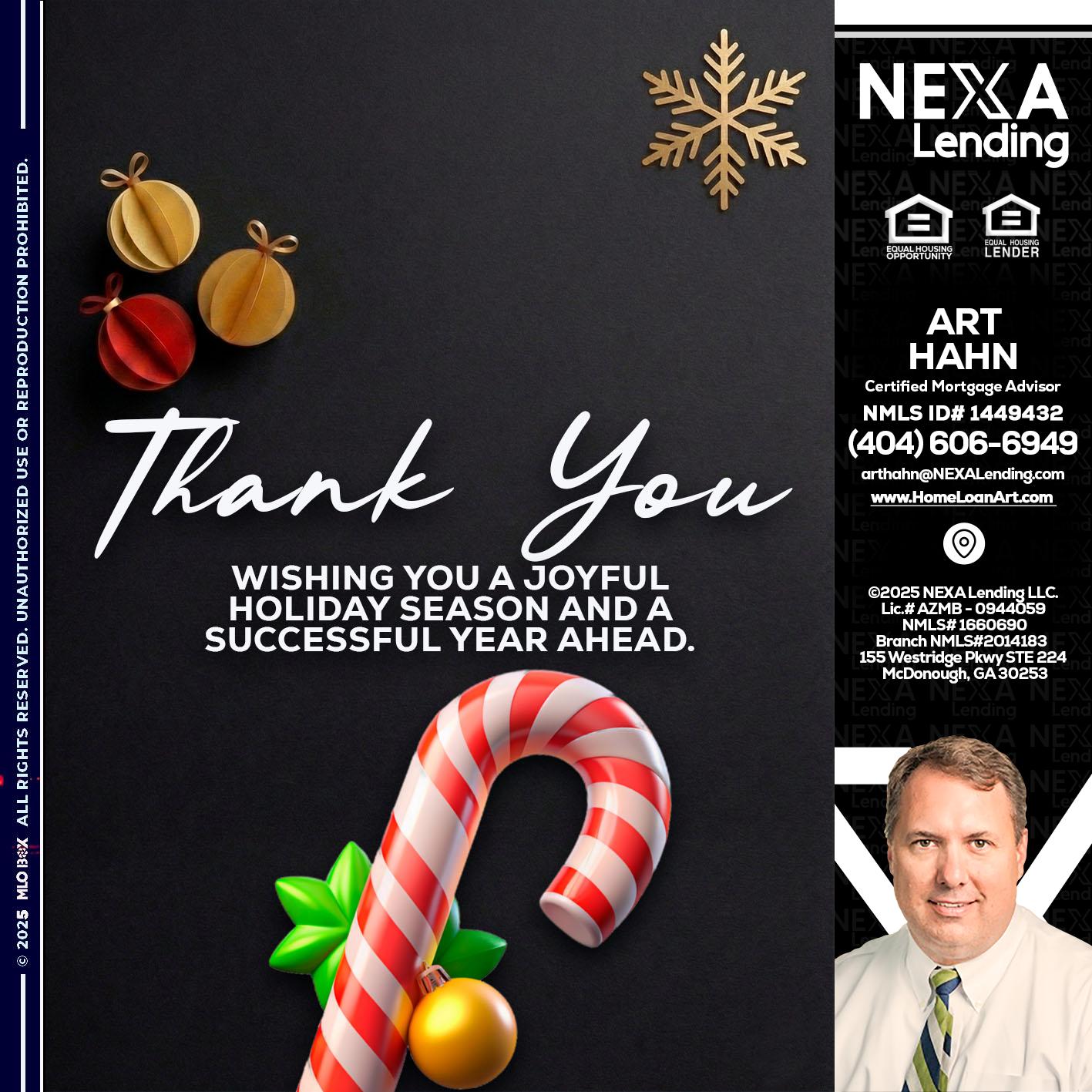 THANK YOU - Arthur Hahn -Mortgage Loan Originator