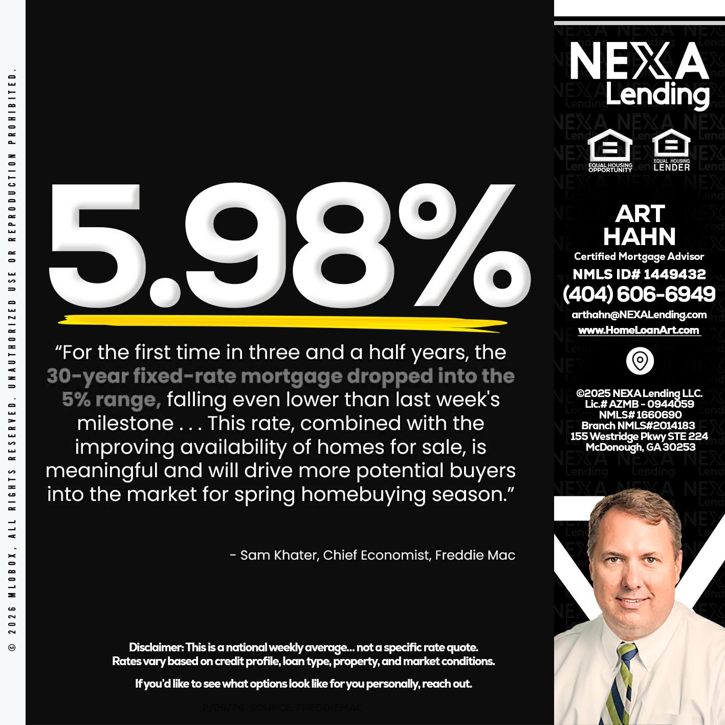 5.98% - Arthur Hahn -Mortgage Loan Originator