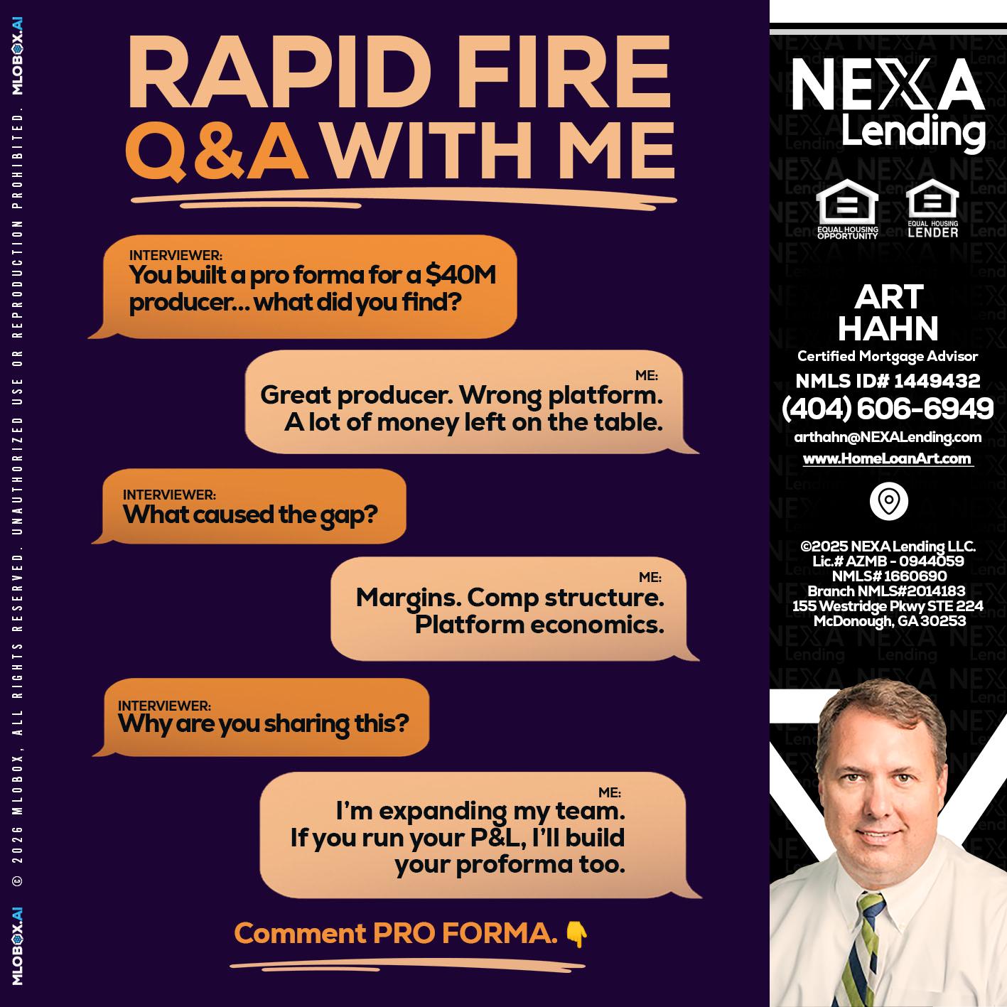 RAPID FIRE - Arthur Hahn -Mortgage Loan Originator