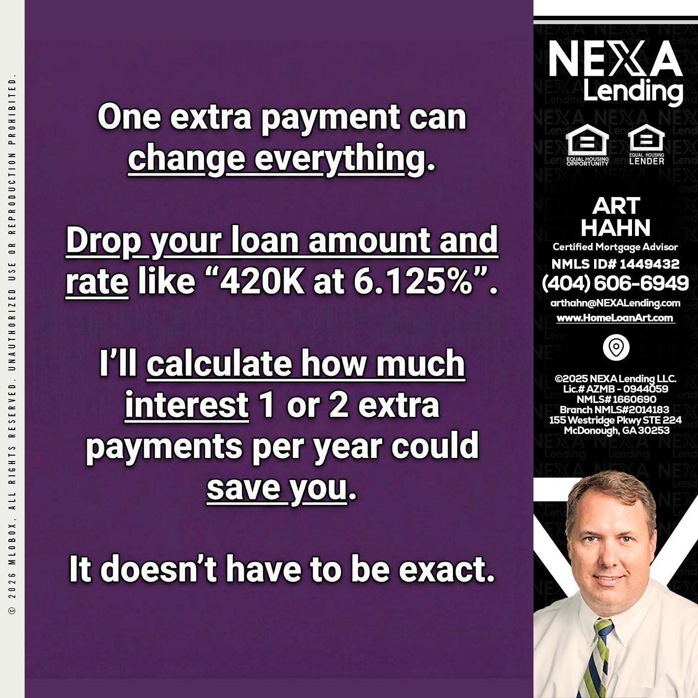 ONE EXTRA - Arthur Hahn -Mortgage Loan Originator