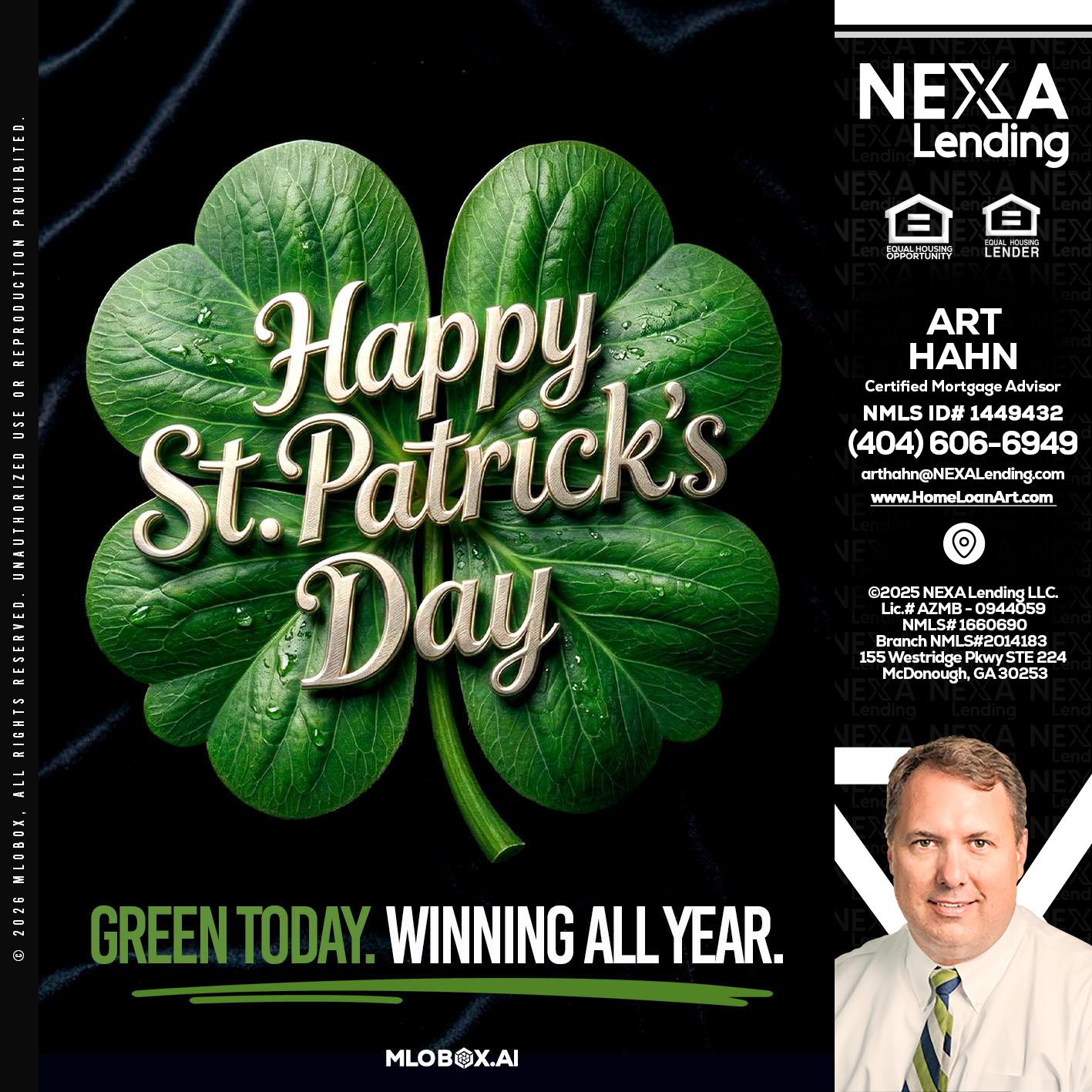 happy st. Patricks day - Arthur Hahn -Mortgage Loan Originator