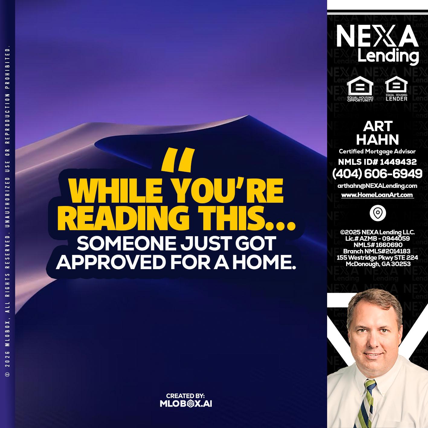 WHILE YOU - Arthur Hahn -Mortgage Loan Originator