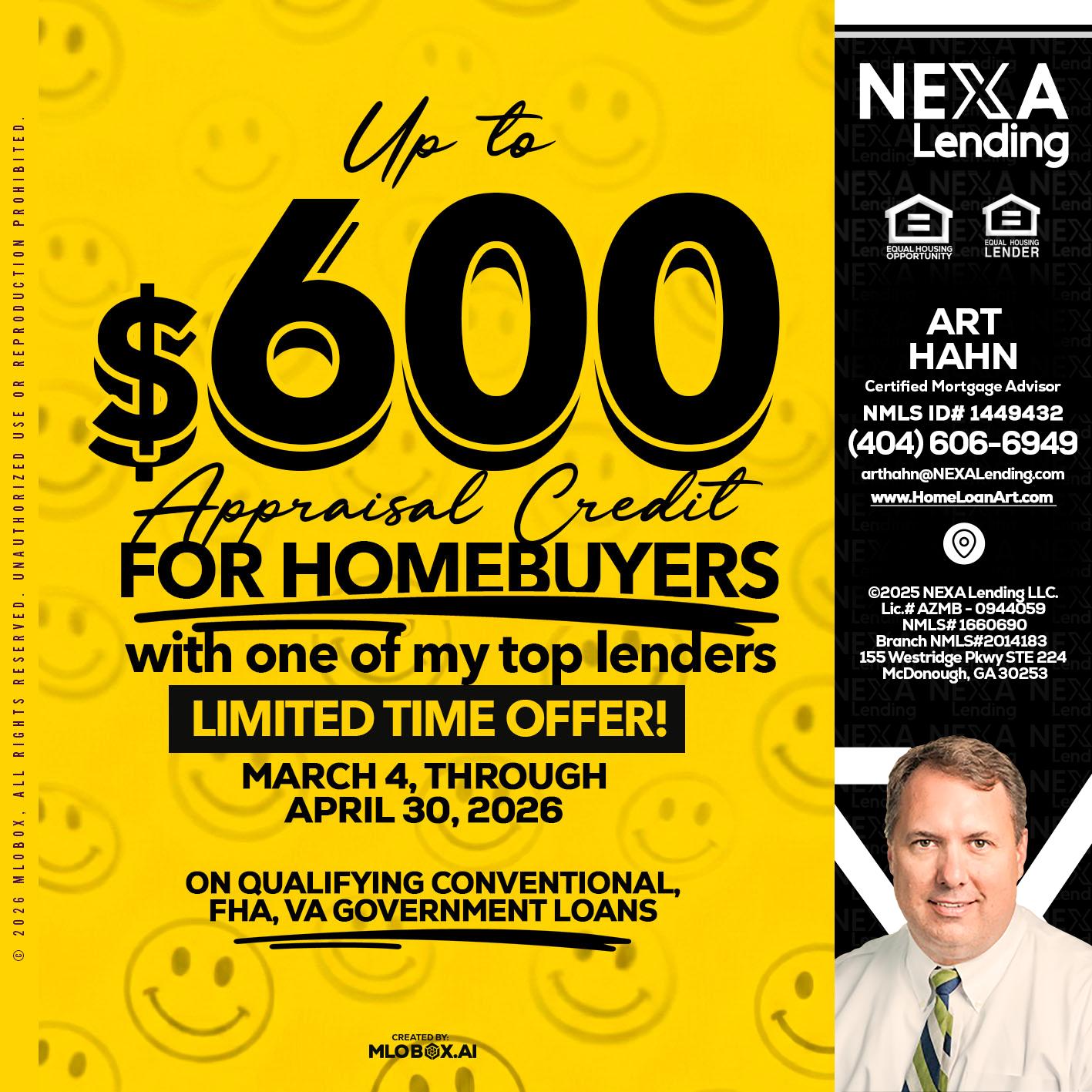 UP TO 600 - Arthur Hahn -Mortgage Loan Originator