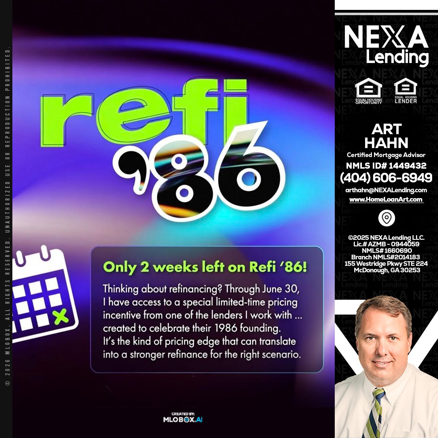 REFI 86 - Arthur Hahn -Mortgage Loan Originator